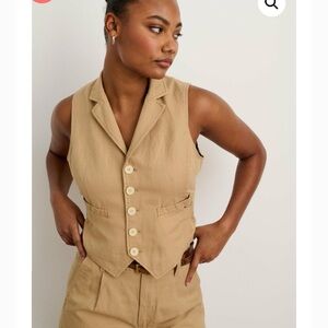 Alex Mill Suitish Vest In Drapey Twill Vintage Khaki